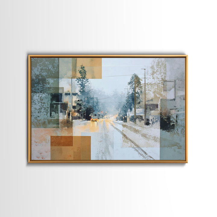 Bicycle Locked to Post Framed Canvas Print, Urban Art, Digital Download Art, Living Room Decor, Fine Art, Urban, Boho Decor, URB-3x2-19