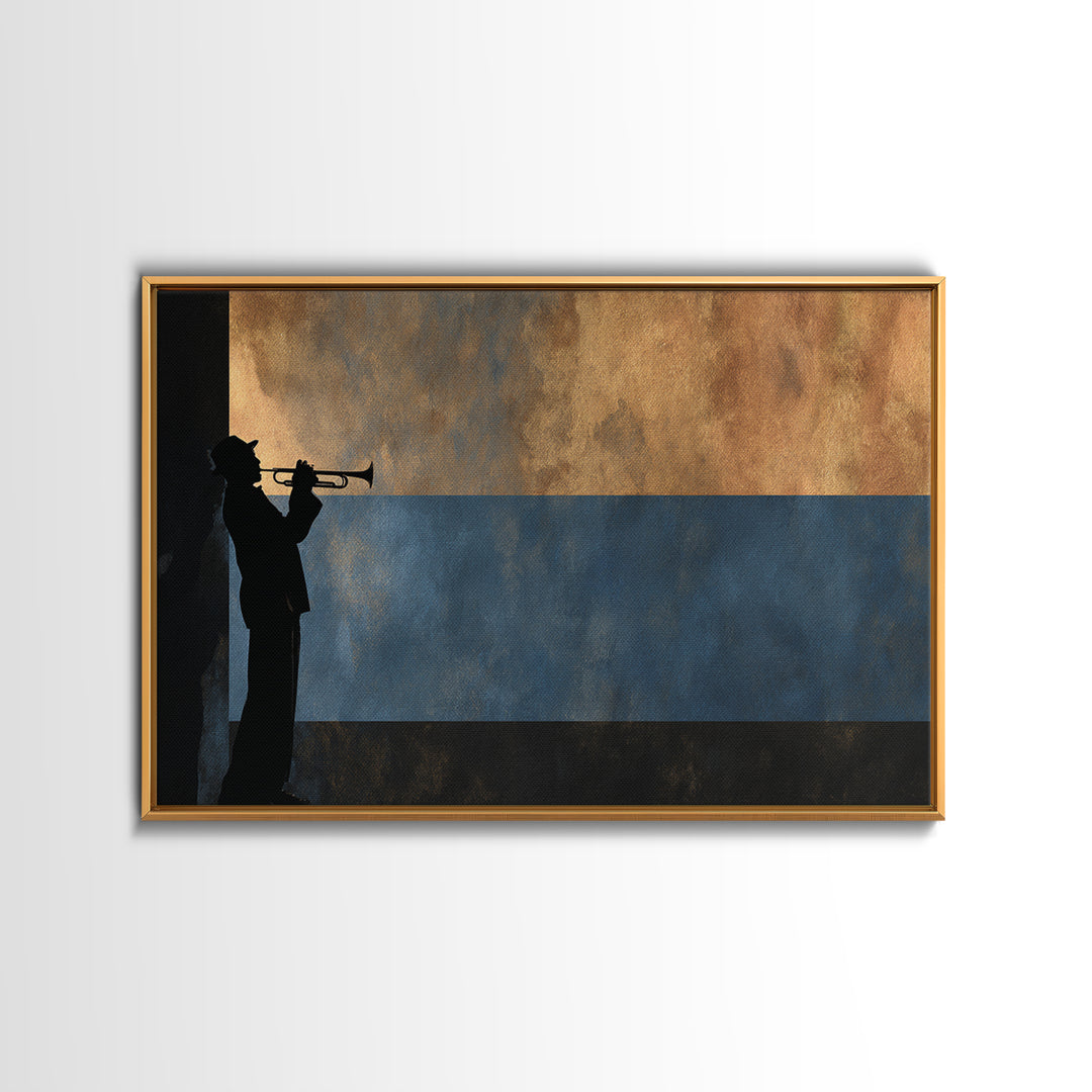 Urban Jazz Musician Silhouette Canvas Print, Urban Art, Neutral Decor, Living Room Decor, Fine Art, Urban, Wall Art, Home Decor, URB-3x2-68