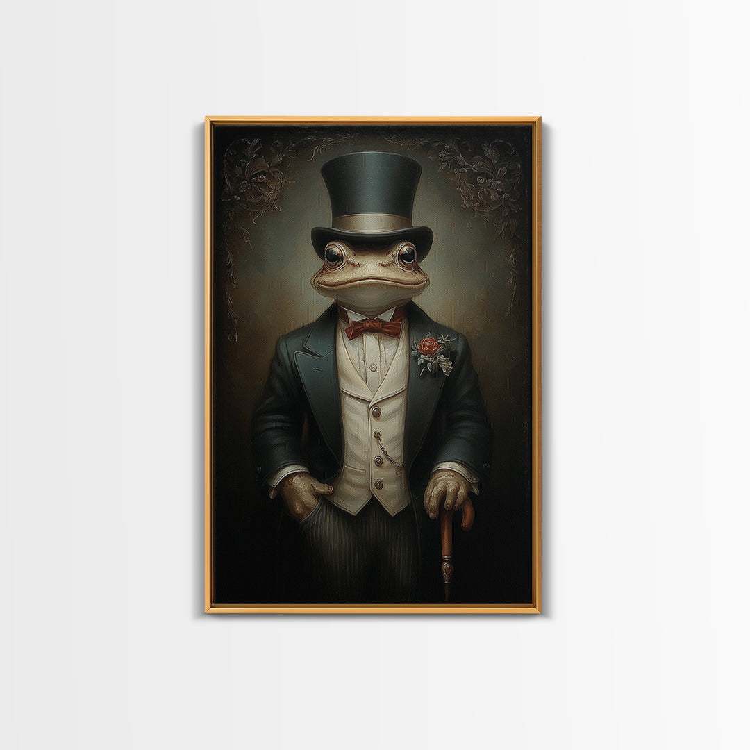 Toad Prince, Victorian Animal Portrait, Halloween Art, Gothic Whimsy Decor, Anthropomorphic Costume Art