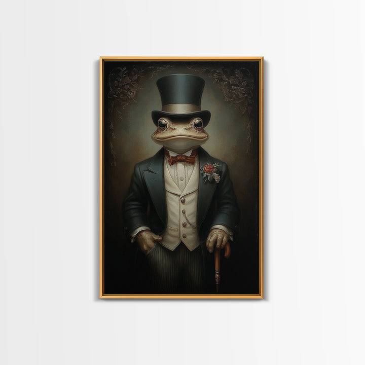 Toad Prince, Victorian Animal Portrait, Halloween Art, Gothic Whimsy Decor, Anthropomorphic Costume Art