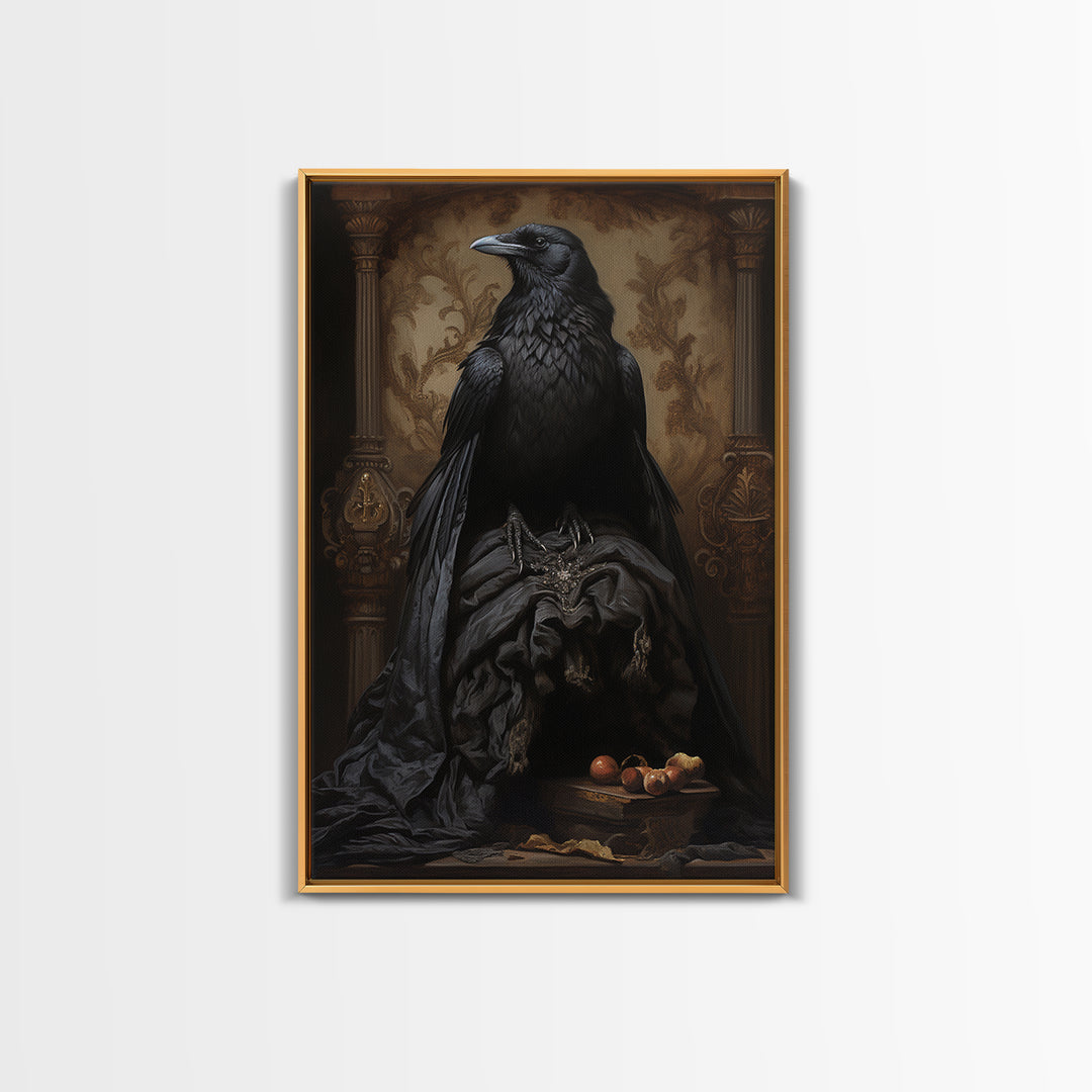 Raven Duchess, Victorian Animal Portrait, Halloween Art, Gothic Whimsy Decor, Anthropomorphic Costume Art
