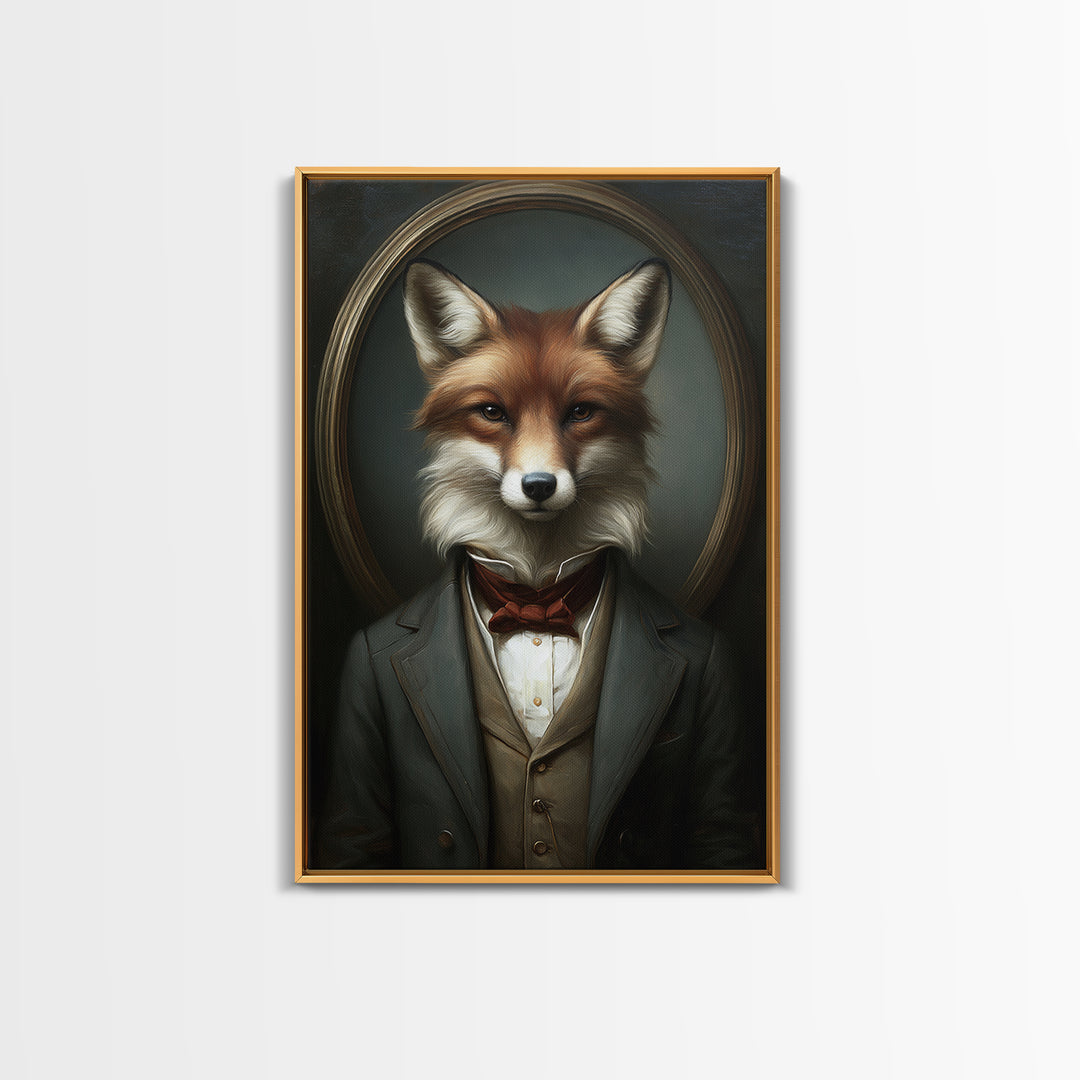 Fox Barrister, Victorian Animal Portrait, Halloween Art, Gothic Whimsy Decor, Anthropomorphic Costume Art