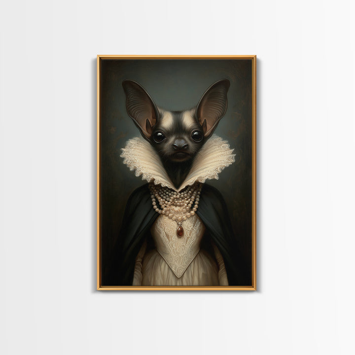 Bat Countess, Victorian Animal Portrait, Halloween Art, Gothic Whimsy Decor, Anthropomorphic Costume Art