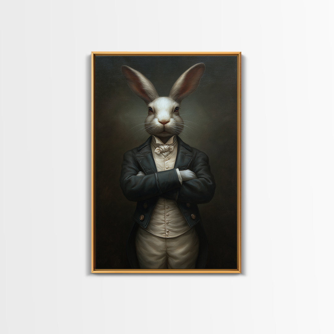 Rabbit Footman, Victorian Animal Portrait, Halloween Art, Gothic Whimsy Decor, Anthropomorphic Costume Art