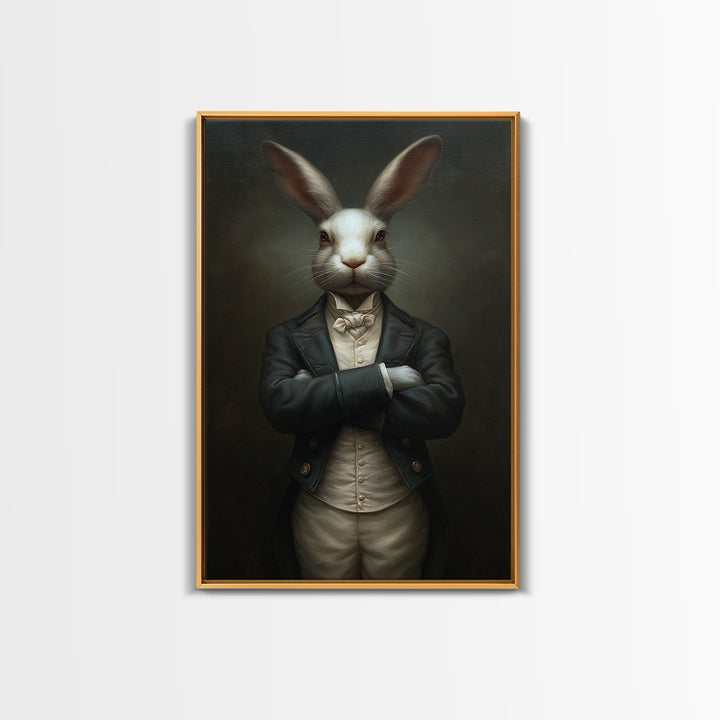Rabbit Footman, Victorian Animal Portrait, Halloween Art, Gothic Whimsy Decor, Anthropomorphic Costume Art
