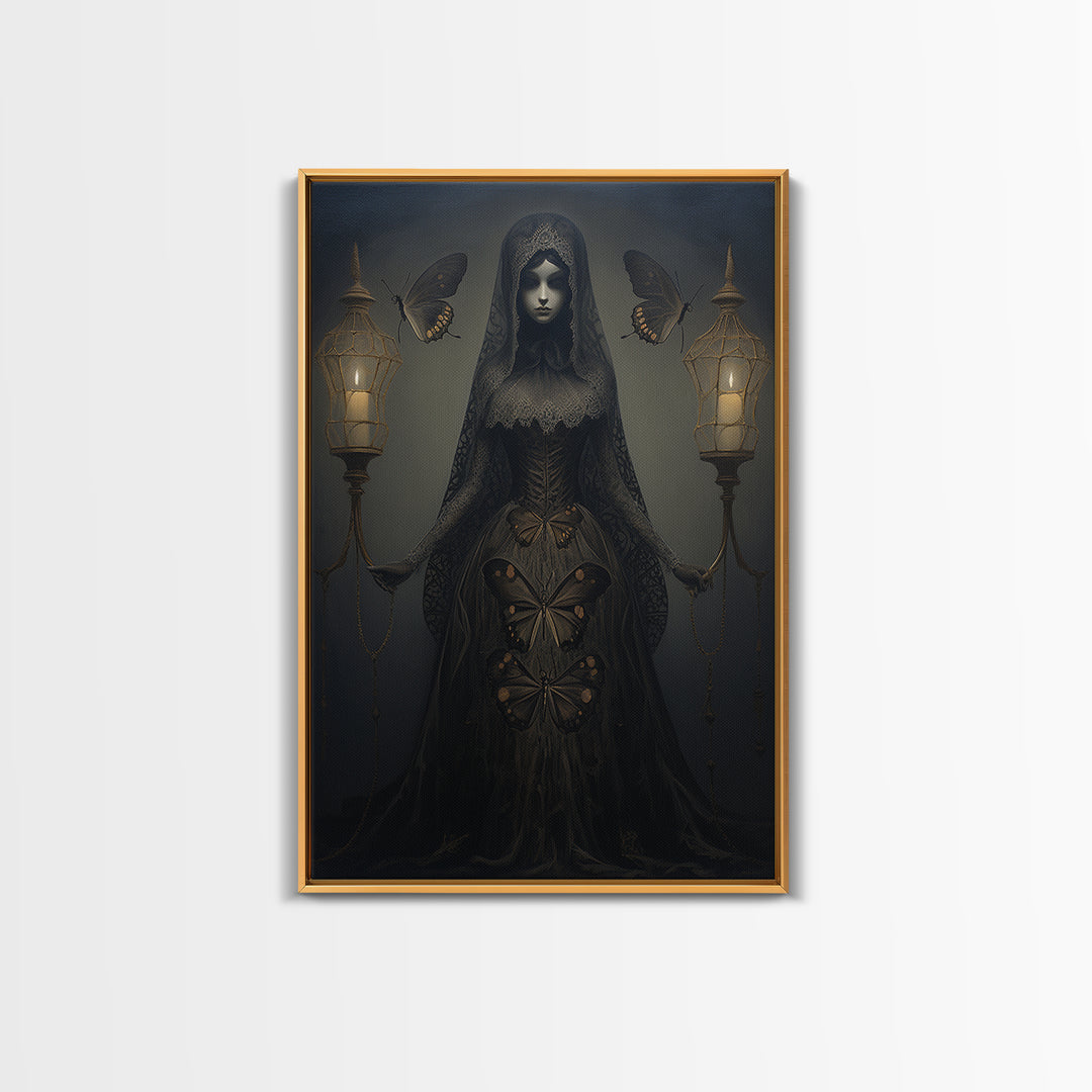 Moth Widow, Victorian Animal Portrait, Halloween Art, Gothic Whimsy Decor, Anthropomorphic Costume Art