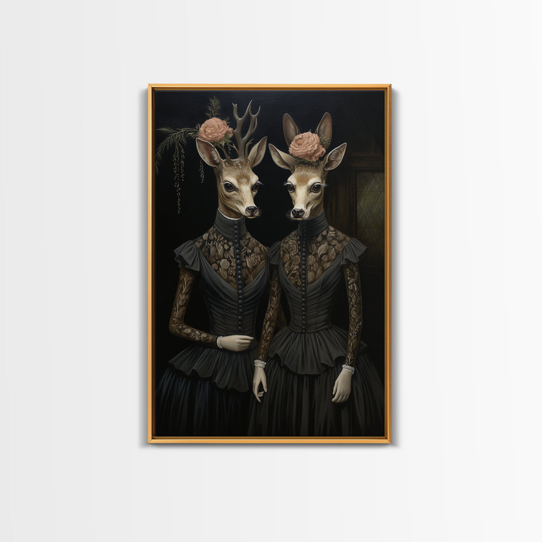 Deer Count, Victorian Animal Portrait, Halloween Art, Gothic Whimsy Decor, Anthropomorphic Costume Art