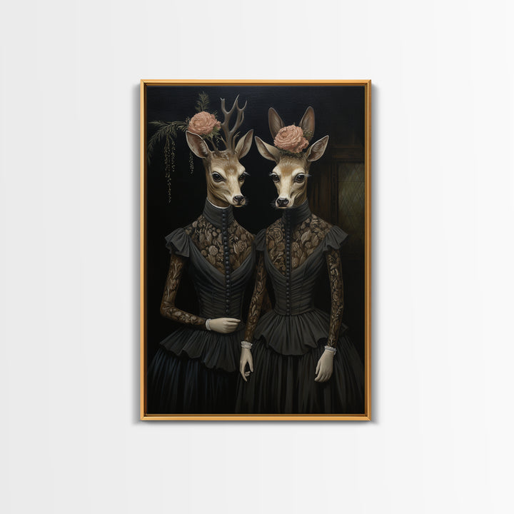 Deer Count, Victorian Animal Portrait, Halloween Art, Gothic Whimsy Decor, Anthropomorphic Costume Art