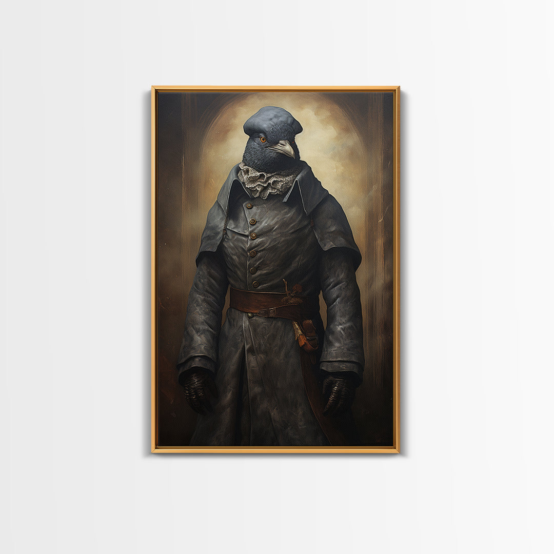 Pigeon Messenger, Victorian Animal Portrait, Halloween Art, Gothic Whimsy Decor, Anthropomorphic Costume Art