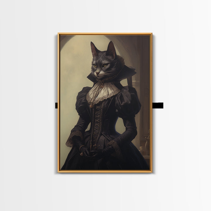 Lynx Noblewoman, Victorian Animal Portrait, Halloween Art, Gothic Whimsy Decor, Anthropomorphic Costume Art