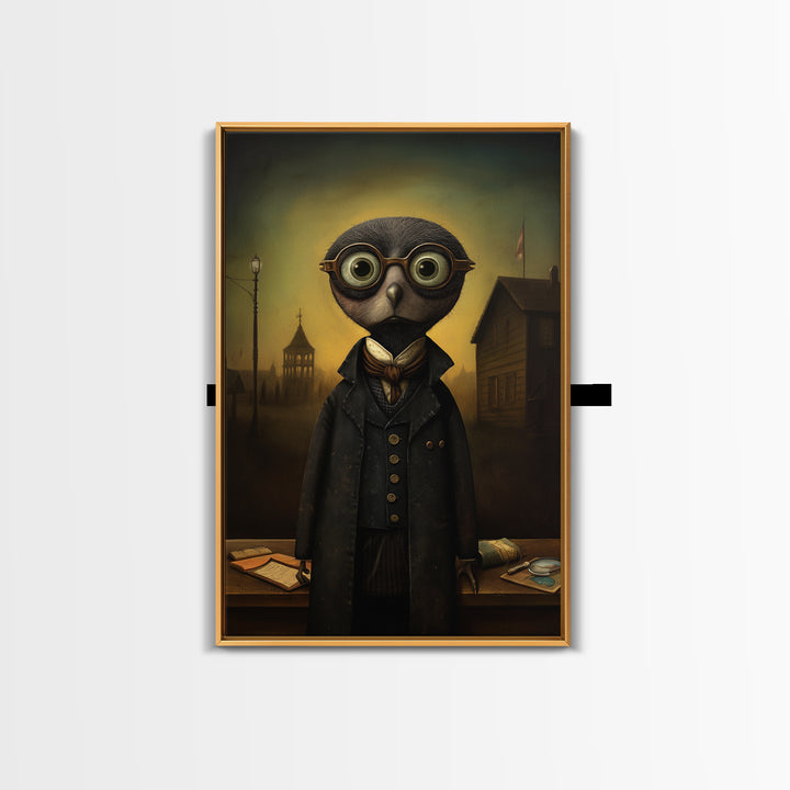 Mole Librarian, Victorian Animal Portrait, Halloween Art, Gothic Whimsy Decor, Anthropomorphic Costume Art