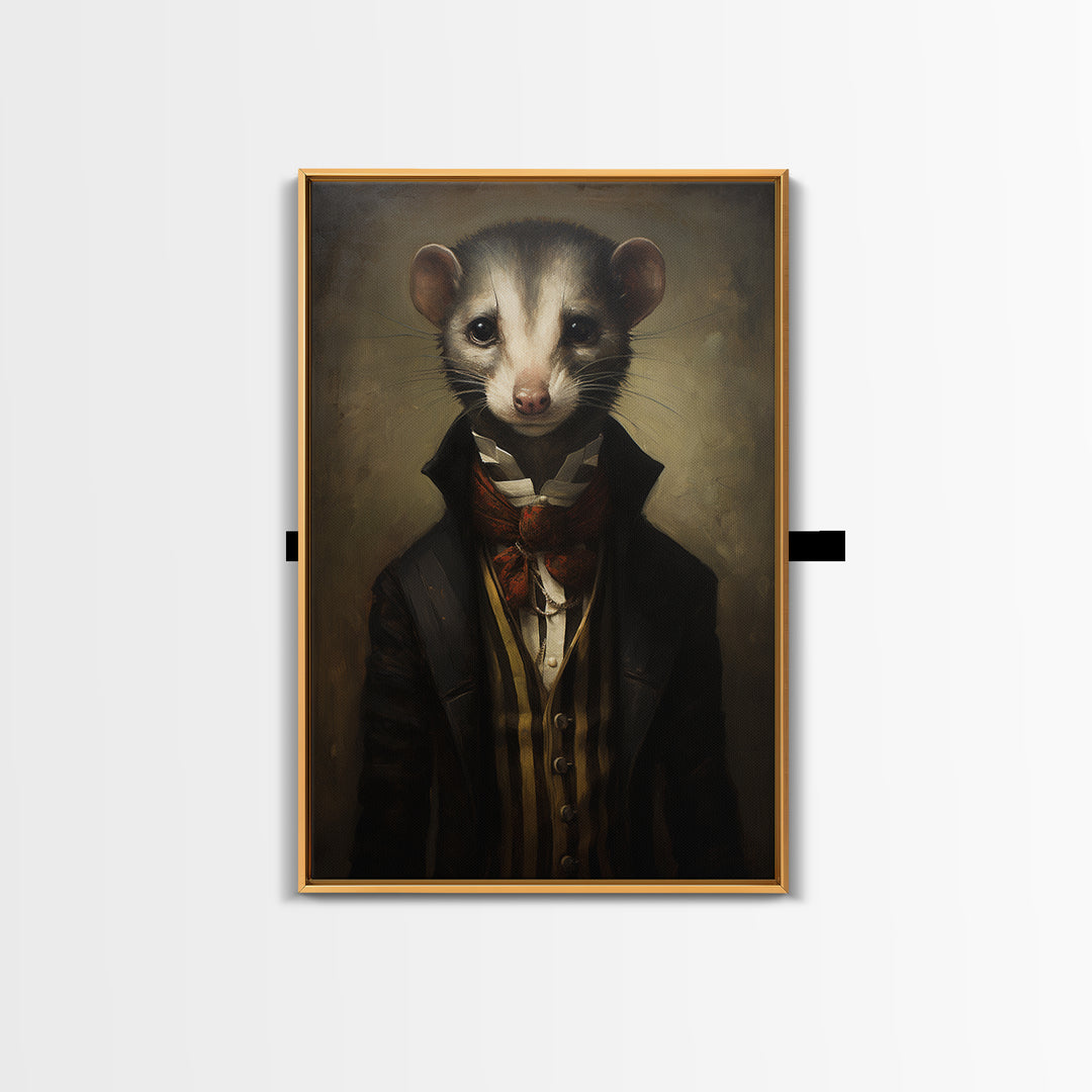 Weasel Aristocrat, Victorian Animal Portrait, Halloween Art, Gothic Whimsy Decor, Anthropomorphic Costume Art