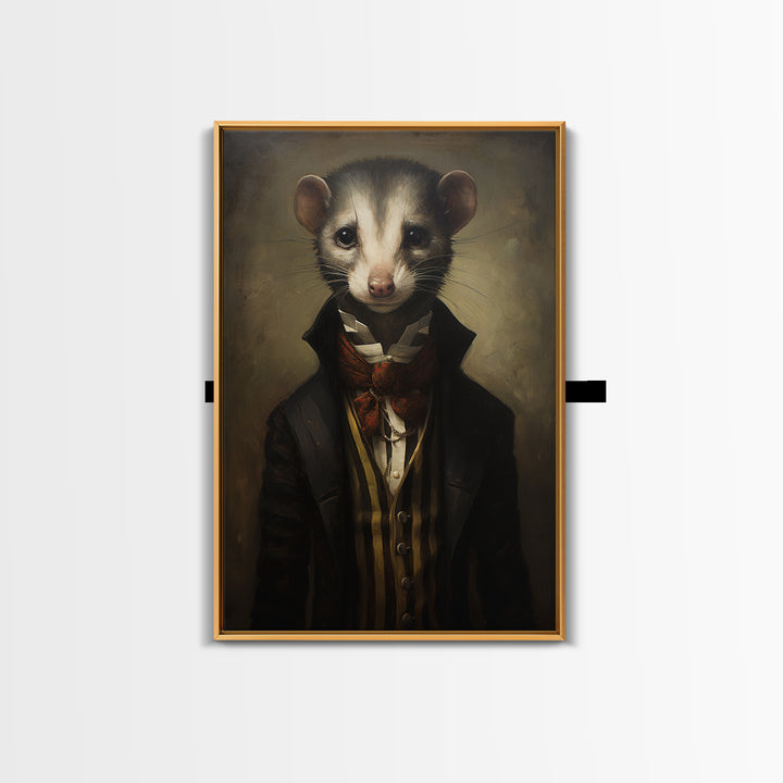 Weasel Aristocrat, Victorian Animal Portrait, Halloween Art, Gothic Whimsy Decor, Anthropomorphic Costume Art