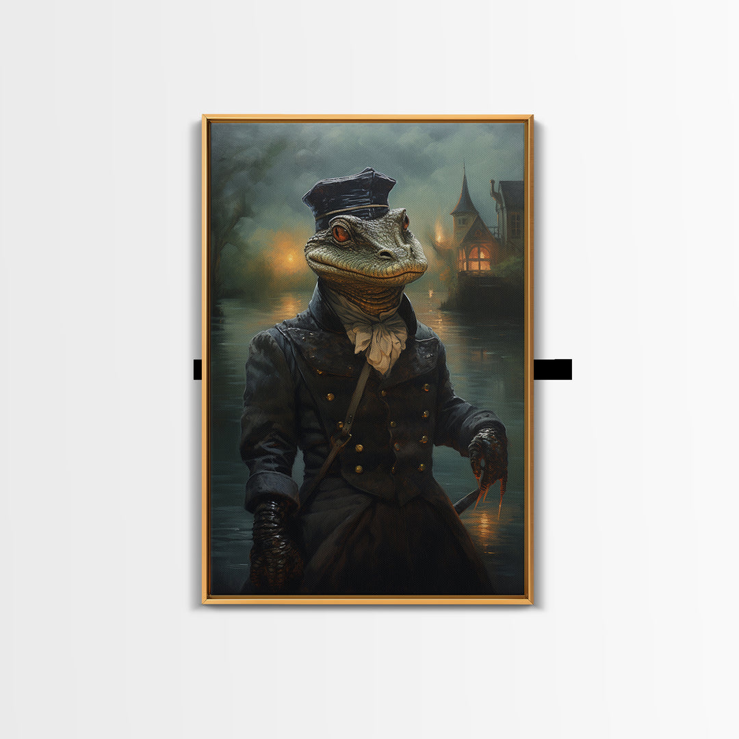 Otter Sailor, Victorian Animal Portrait, Halloween Art, Gothic Whimsy Decor, Anthropomorphic Costume Art