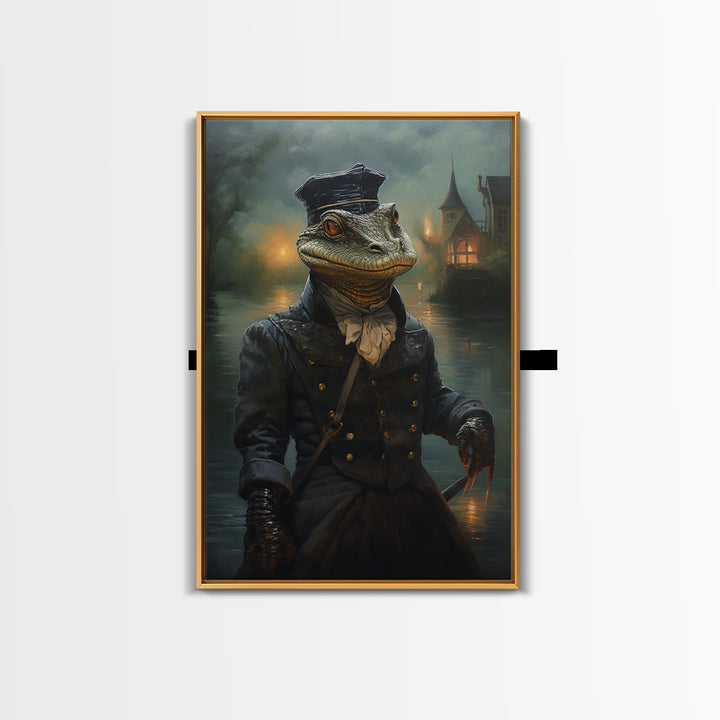Otter Sailor, Victorian Animal Portrait, Halloween Art, Gothic Whimsy Decor, Anthropomorphic Costume Art