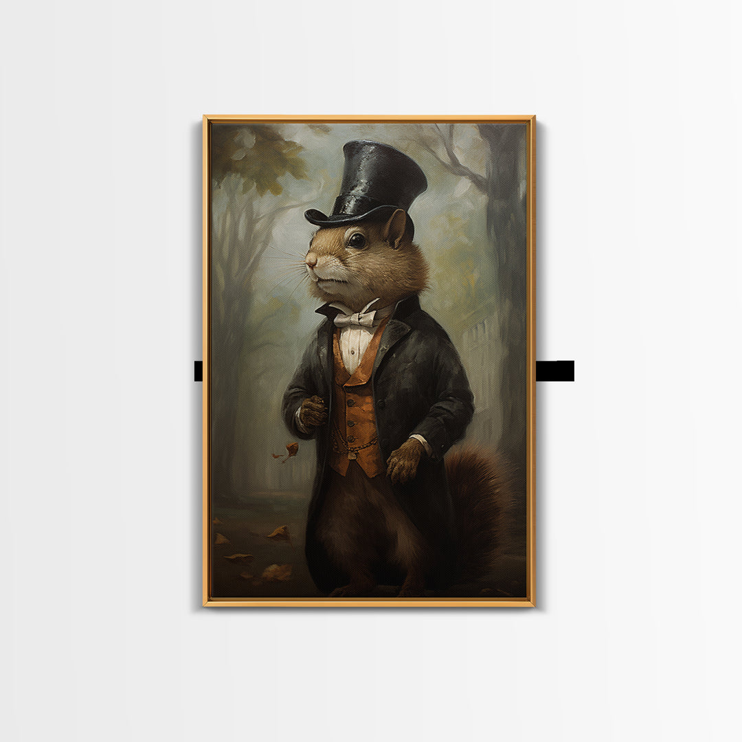 Squirrel Banker, Victorian Animal Portrait, Halloween Art, Gothic Whimsy Decor, Anthropomorphic Costume Art