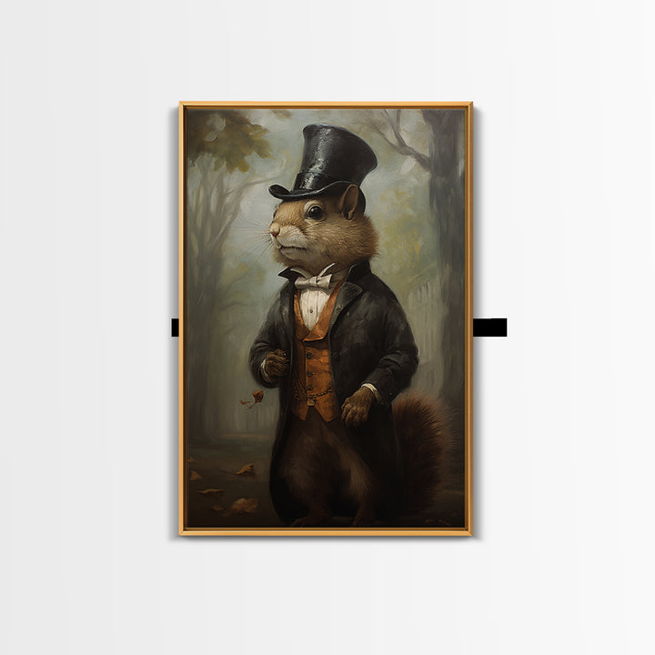 Squirrel Banker, Victorian Animal Portrait, Halloween Art, Gothic Whimsy Decor, Anthropomorphic Costume Art
