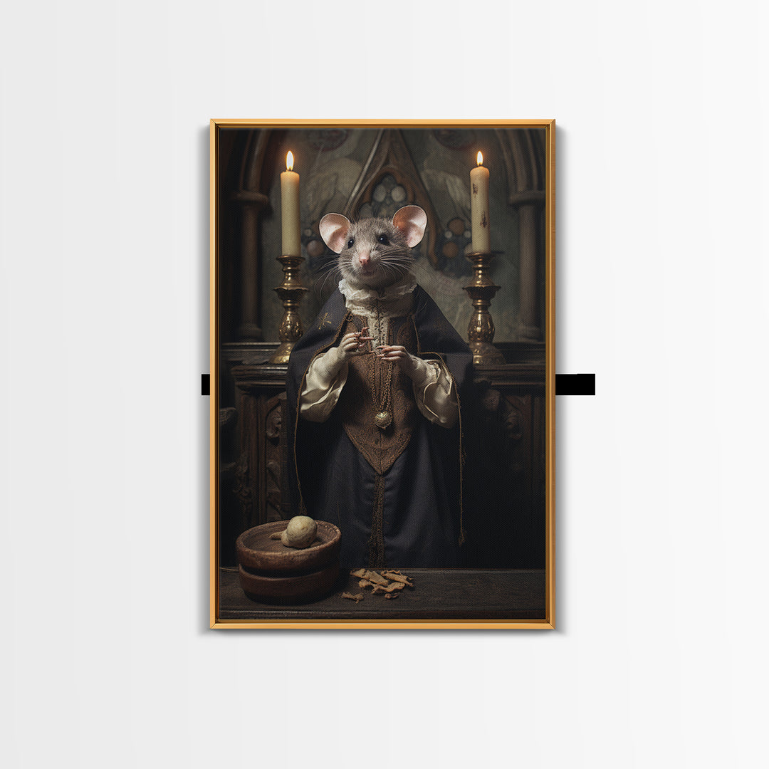 Rat Choirboy, Victorian Animal Portrait, Halloween Art, Gothic Whimsy Decor, Anthropomorphic Costume Art