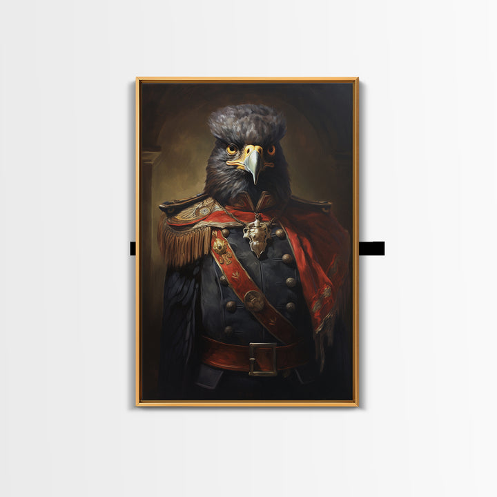 Falcon Officer, Victorian Animal Portrait, Halloween Art, Gothic Whimsy Decor, Anthropomorphic Costume Art