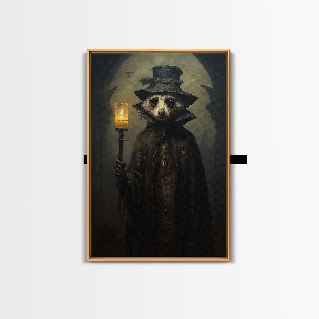 Possum Night Watchman, Victorian Animal Portrait, Halloween Art, Gothic Whimsy Decor, Anthropomorphic Costume Art