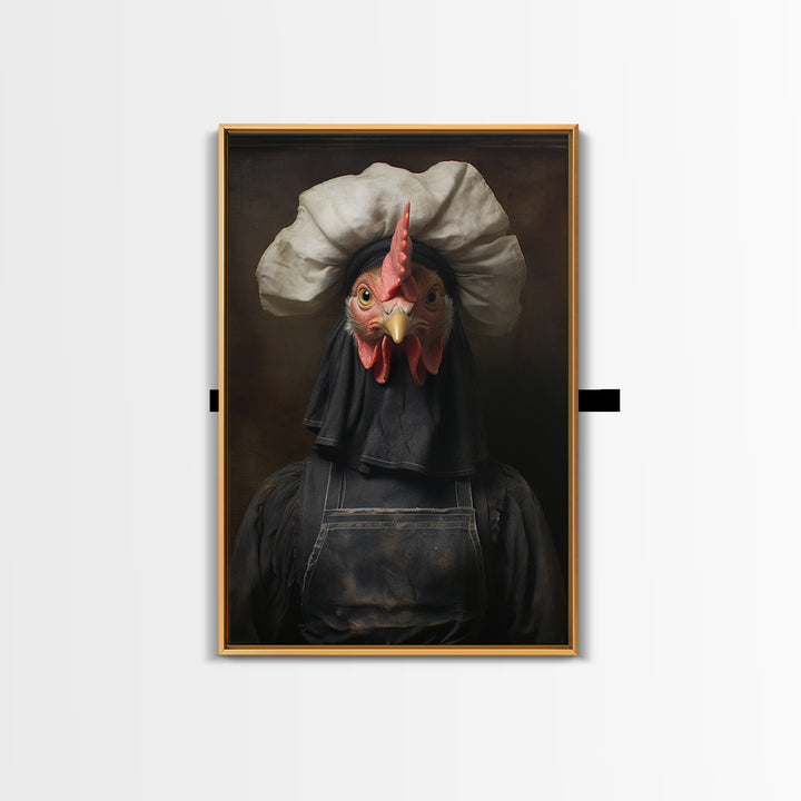 Chicken Housekeeper, Victorian Animal Portrait, Halloween Art, Gothic Whimsy Decor, Anthropomorphic Costume Art