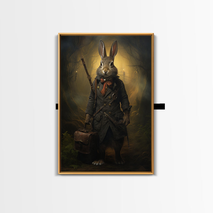 Hare Explorer, Victorian Animal Portrait, Halloween Art, Gothic Whimsy Decor, Anthropomorphic Costume Art