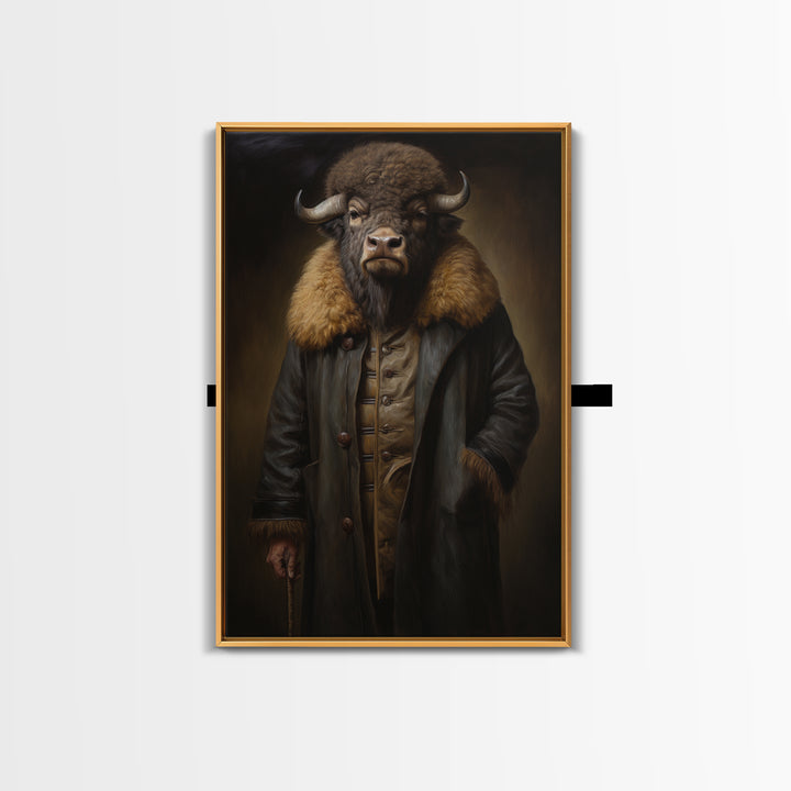 Bison Industrialist, Victorian Animal Portrait, Halloween Art, Gothic Whimsy Decor, Anthropomorphic Costume Art