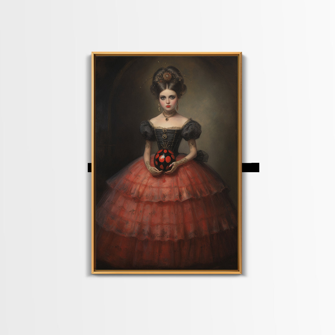 Ladybug Debutante, Victorian Animal Portrait, Halloween Art, Gothic Whimsy Decor, Anthropomorphic Costume Art