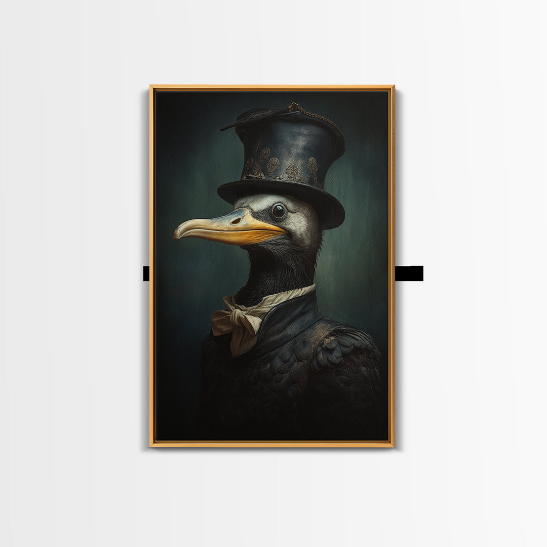 Cormorant Captain, Victorian Animal Portrait, Halloween Art, Gothic Whimsy Decor, Anthropomorphic Costume Art