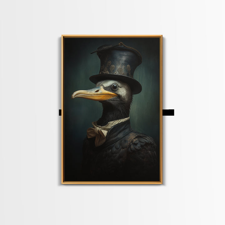Cormorant Captain, Victorian Animal Portrait, Halloween Art, Gothic Whimsy Decor, Anthropomorphic Costume Art