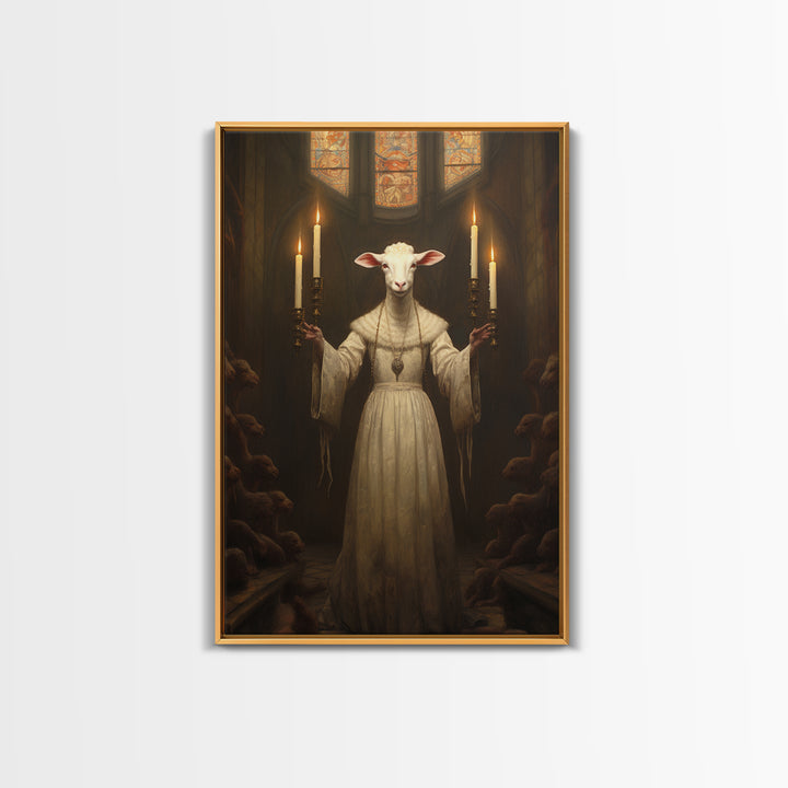 Lamb Choir Mistress, Victorian Animal Portrait, Halloween Art, Gothic Whimsy Decor, Anthropomorphic Costume Art