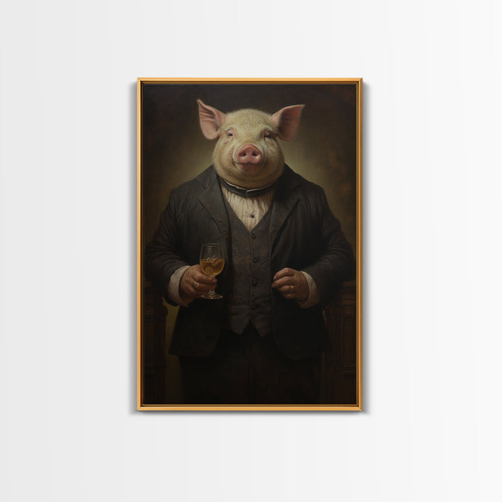 Boar Innkeeper, Victorian Animal Portrait, Halloween Art, Gothic Whimsy Decor, Anthropomorphic Costume Art