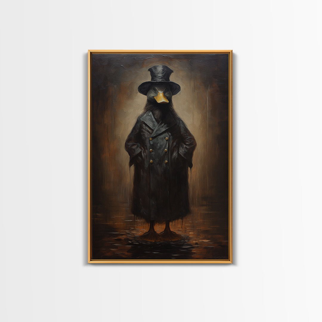Duck Detective, Victorian Animal Portrait, Halloween Art, Gothic Whimsy Decor, Anthropomorphic Costume Art