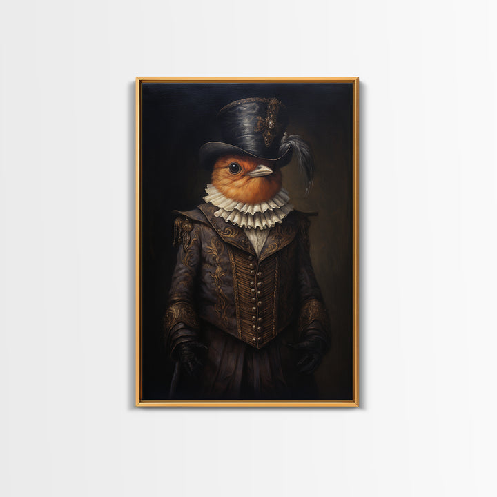 Robin Valentine, Victorian Animal Portrait, Halloween Art, Gothic Whimsy Decor, Anthropomorphic Costume Art