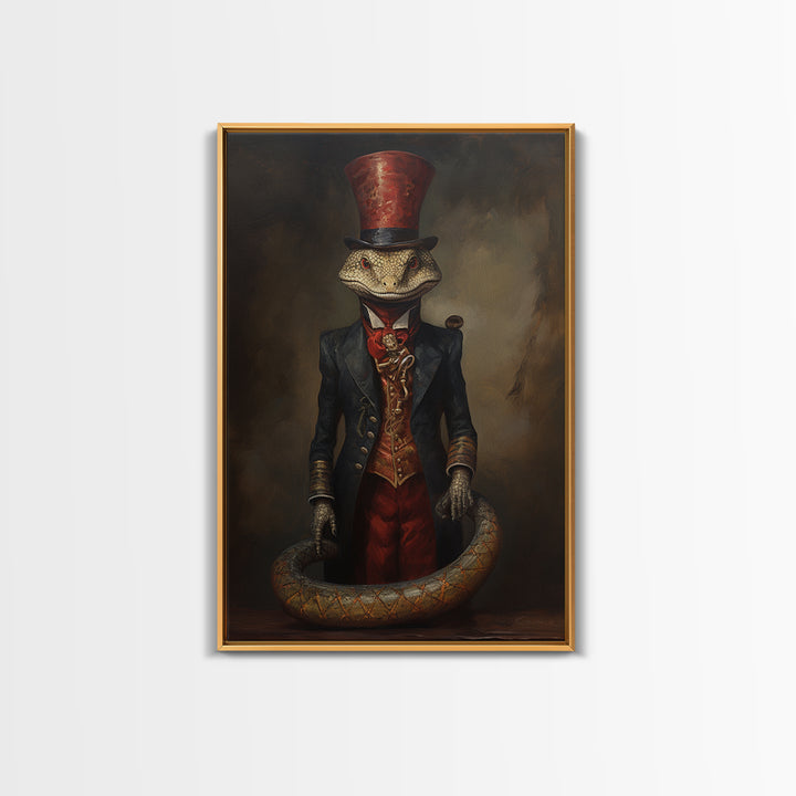 Cobra Ringmaster, Victorian Animal Portrait, Halloween Art, Gothic Whimsy Decor, Anthropomorphic Costume Art
