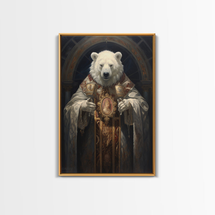 Polar Bear Bishop, Victorian Animal Portrait, Halloween Art, Gothic Whimsy Decor, Anthropomorphic Costume Art