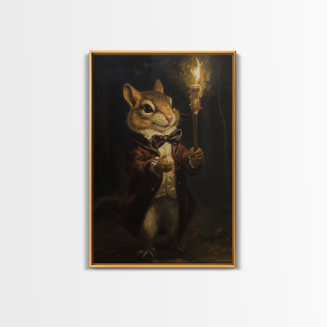 Chipmunk Conductor, Victorian Animal Portrait, Halloween Art, Gothic Whimsy Decor, Anthropomorphic Costume Art