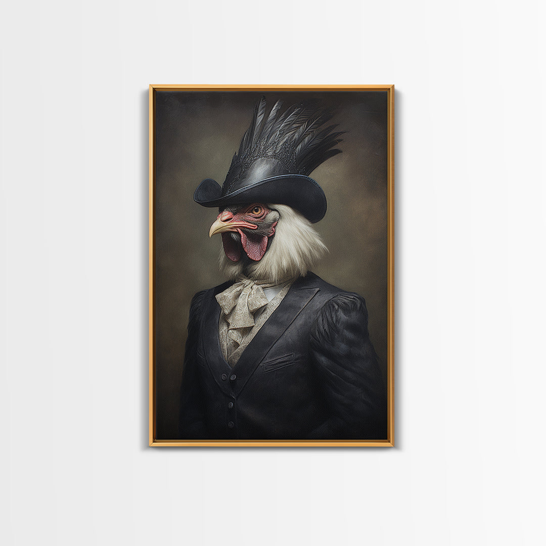 Rooster Magistrate, Victorian Animal Portrait, Halloween Art, Gothic Whimsy Decor, Anthropomorphic Costume Art