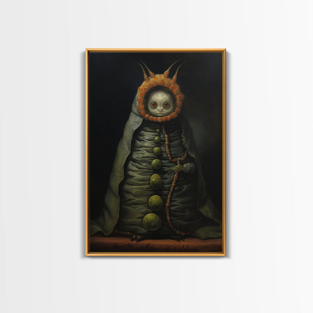 Caterpillar Herbalist, Victorian Animal Portrait, Halloween Art, Gothic Whimsy Decor, Anthropomorphic Costume Art