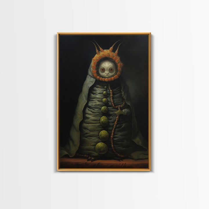 Caterpillar Herbalist, Victorian Animal Portrait, Halloween Art, Gothic Whimsy Decor, Anthropomorphic Costume Art