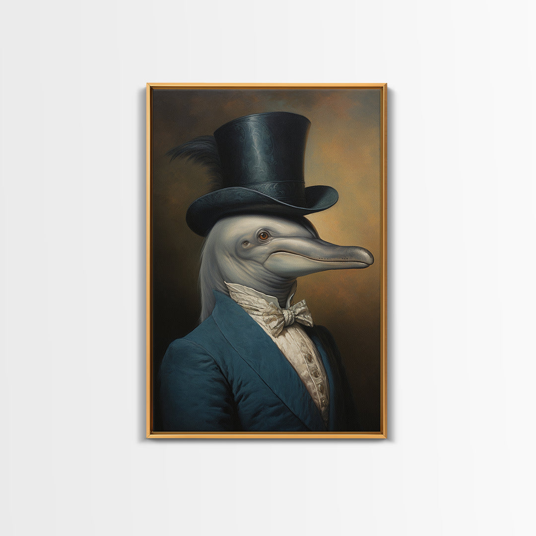Dolphin Aristocrat, Victorian Animal Portrait, Halloween Art, Gothic Whimsy Decor, Anthropomorphic Costume Art