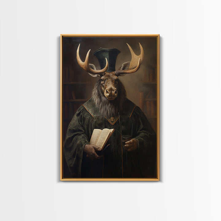 Moose Professor, Victorian Animal Portrait, Halloween Art, Gothic Whimsy Decor, Anthropomorphic Costume Art