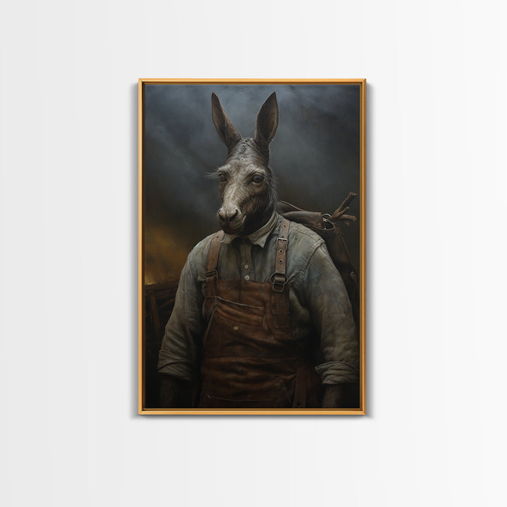 Mule Carpenter, Victorian Animal Portrait, Halloween Art, Gothic Whimsy Decor, Anthropomorphic Costume Art