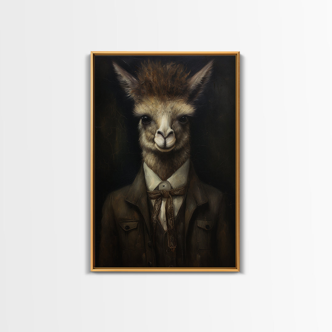 Alpaca Novelist, Victorian Animal Portrait, Halloween Art, Gothic Whimsy Decor, Anthropomorphic Costume Art
