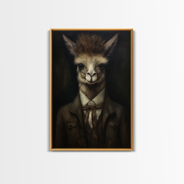 Alpaca Novelist, Victorian Animal Portrait, Halloween Art, Gothic Whimsy Decor, Anthropomorphic Costume Art