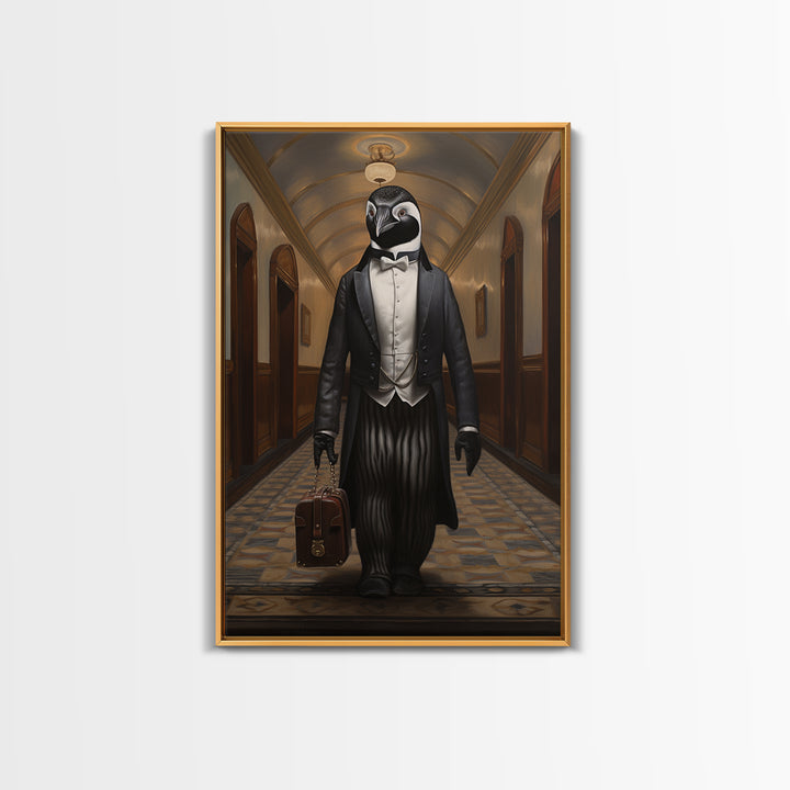 Penguin Concierge, Victorian Animal Portrait, Halloween Art, Gothic Whimsy Decor, Anthropomorphic Costume Art