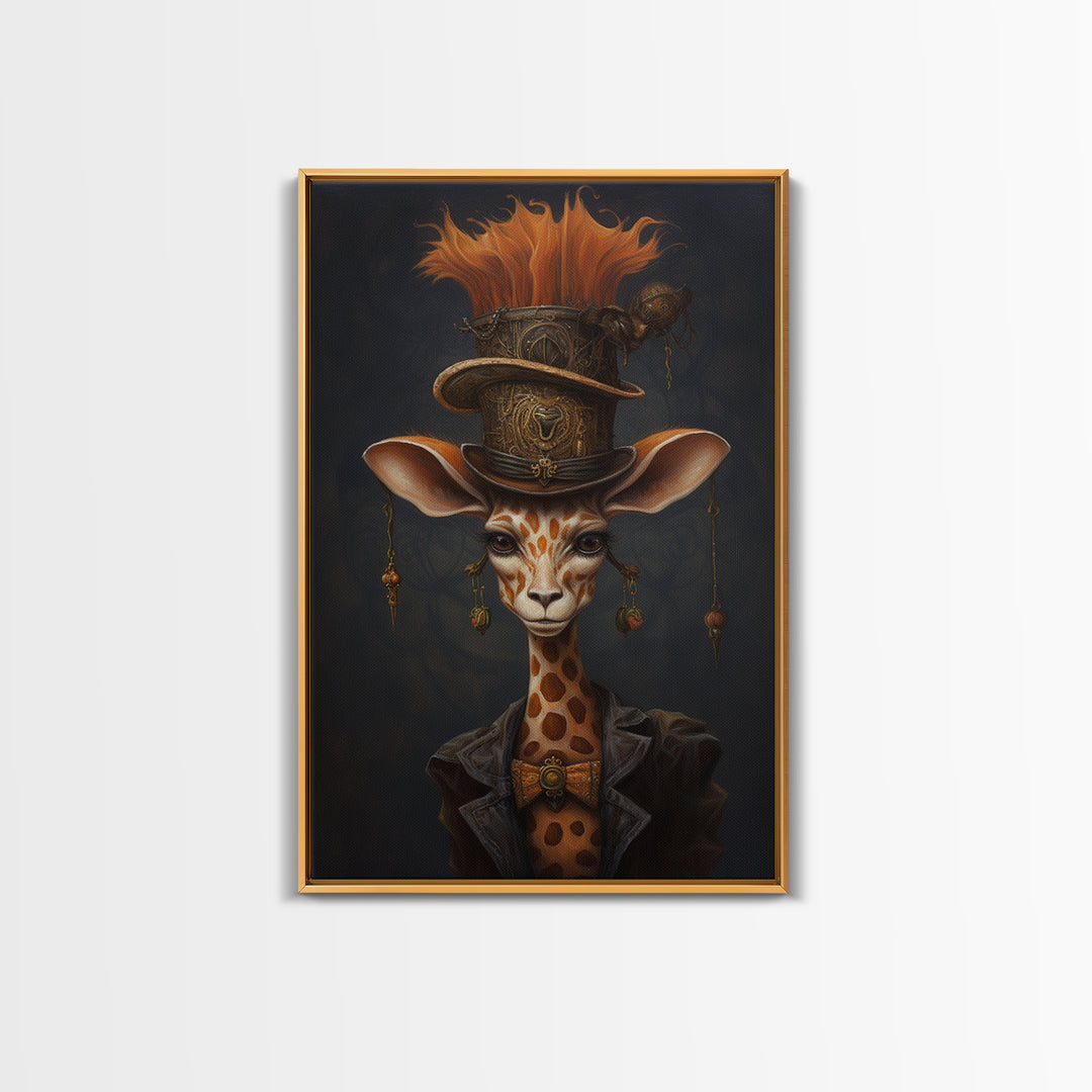 Giraffe Duchess, Victorian Animal Portrait, Halloween Art, Gothic Whimsy Decor, Anthropomorphic Costume Art