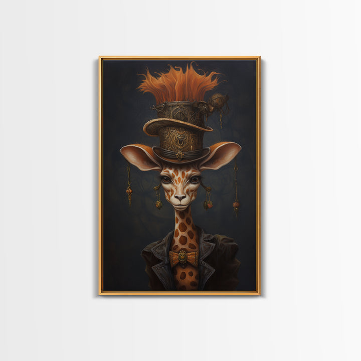 Giraffe Duchess, Victorian Animal Portrait, Halloween Art, Gothic Whimsy Decor, Anthropomorphic Costume Art
