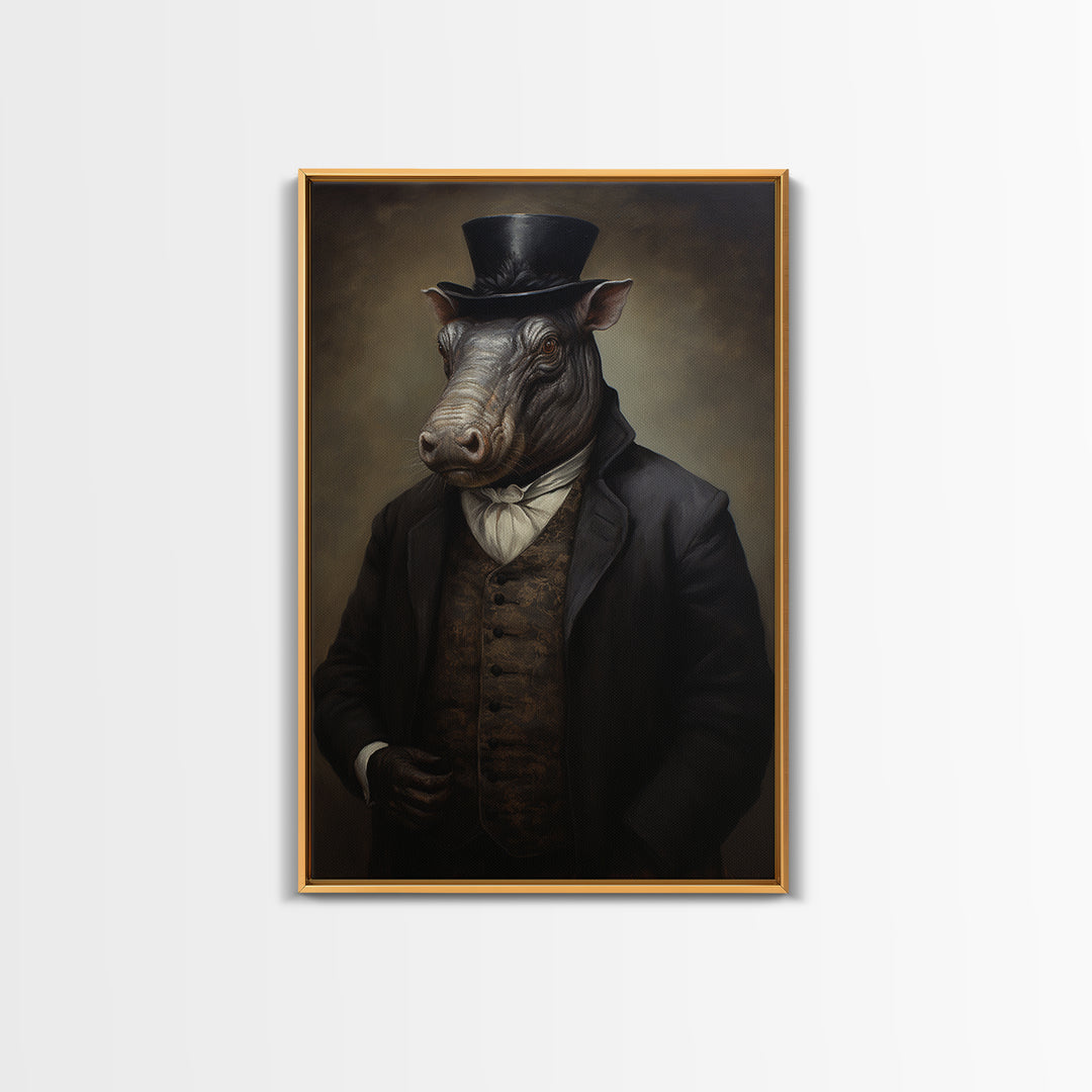 Tapir Antiquarian, Victorian Animal Portrait, Halloween Art, Gothic Whimsy Decor, Anthropomorphic Costume Art