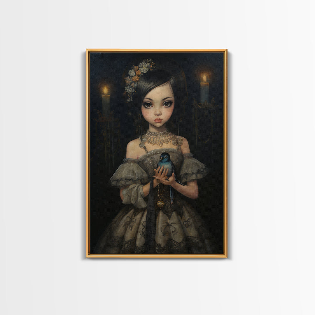 Hummingbird Heiress, Victorian Animal Portrait, Halloween Art, Gothic Whimsy Decor, Anthropomorphic Costume Art